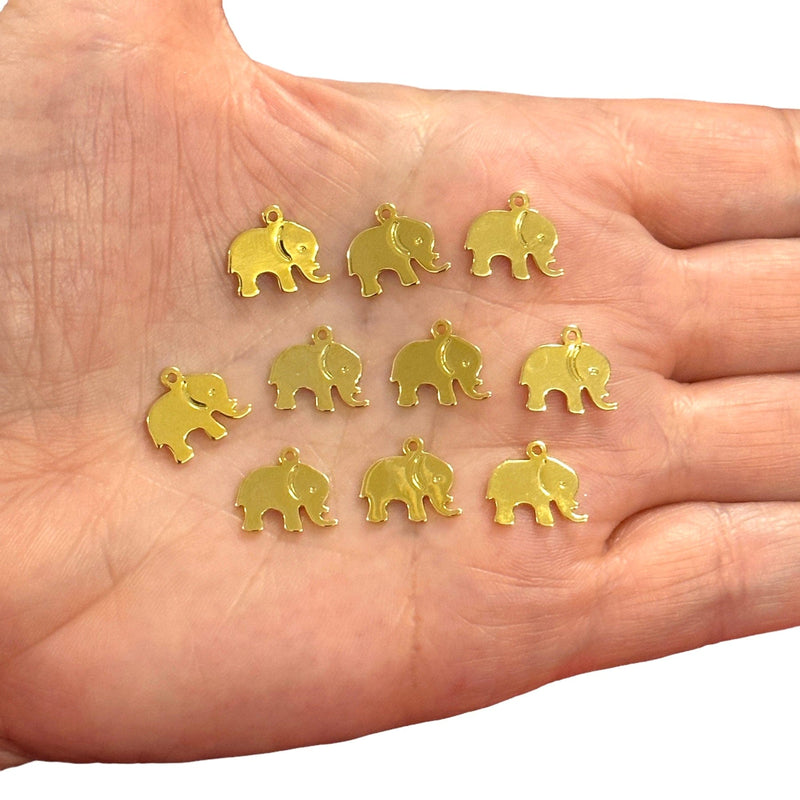 24Kt Gold Plated Elephant Charms, 10pcs in a pack