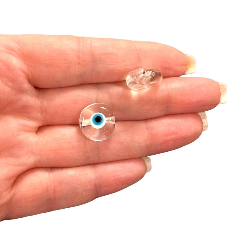 Hand Made Murano Glass Clear Evil Eye Charm