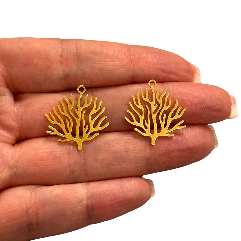 24Kt Gold Plated Coral Reef Charms, Laser Cut Coral Reef Charms, 2 pcs in a pack