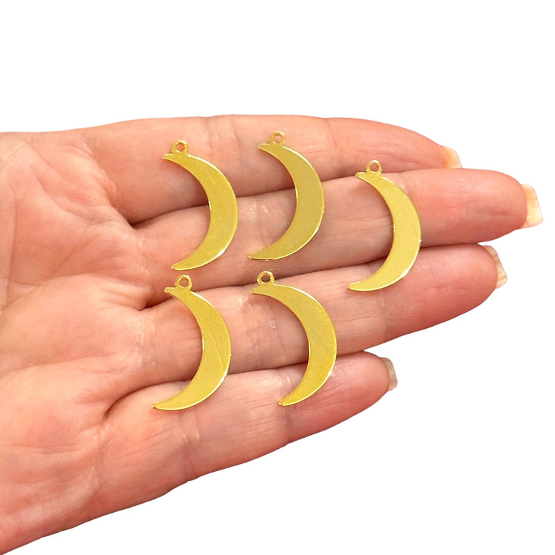 24Kt Gold Plated  Crescent Charms, 5 pcs in a pack