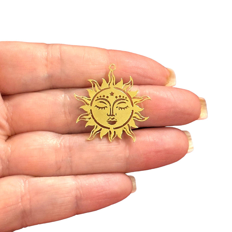 24Kt Gold Plated Sun Charm, Laser Cut Sun Charm