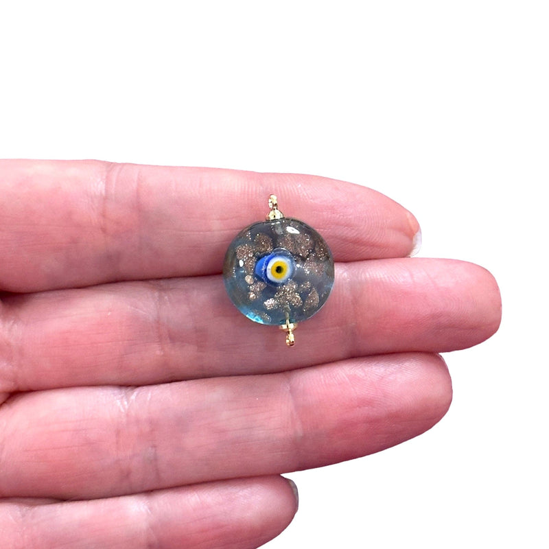 Hand Made Murano Glass Connector Charm With 24Kt Gold Plated Pins on Both Sides