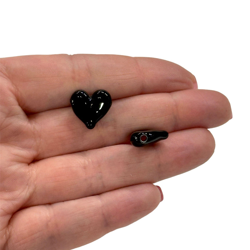 Hand Made Murano Glass Black Heart Charm