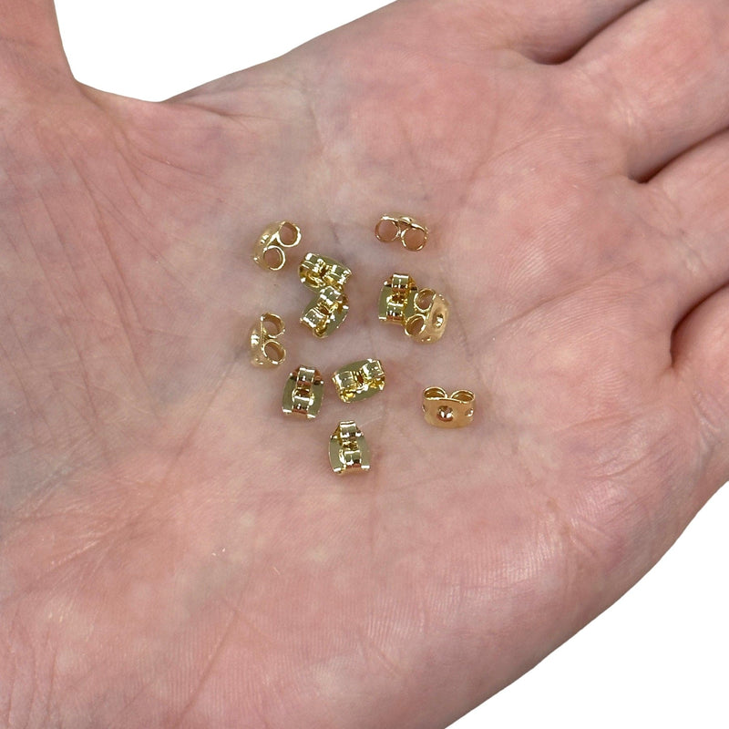 New, 24Kt Gold Plated 10 Pcs Earring Back Butterfly,Spare Earring Stoppers