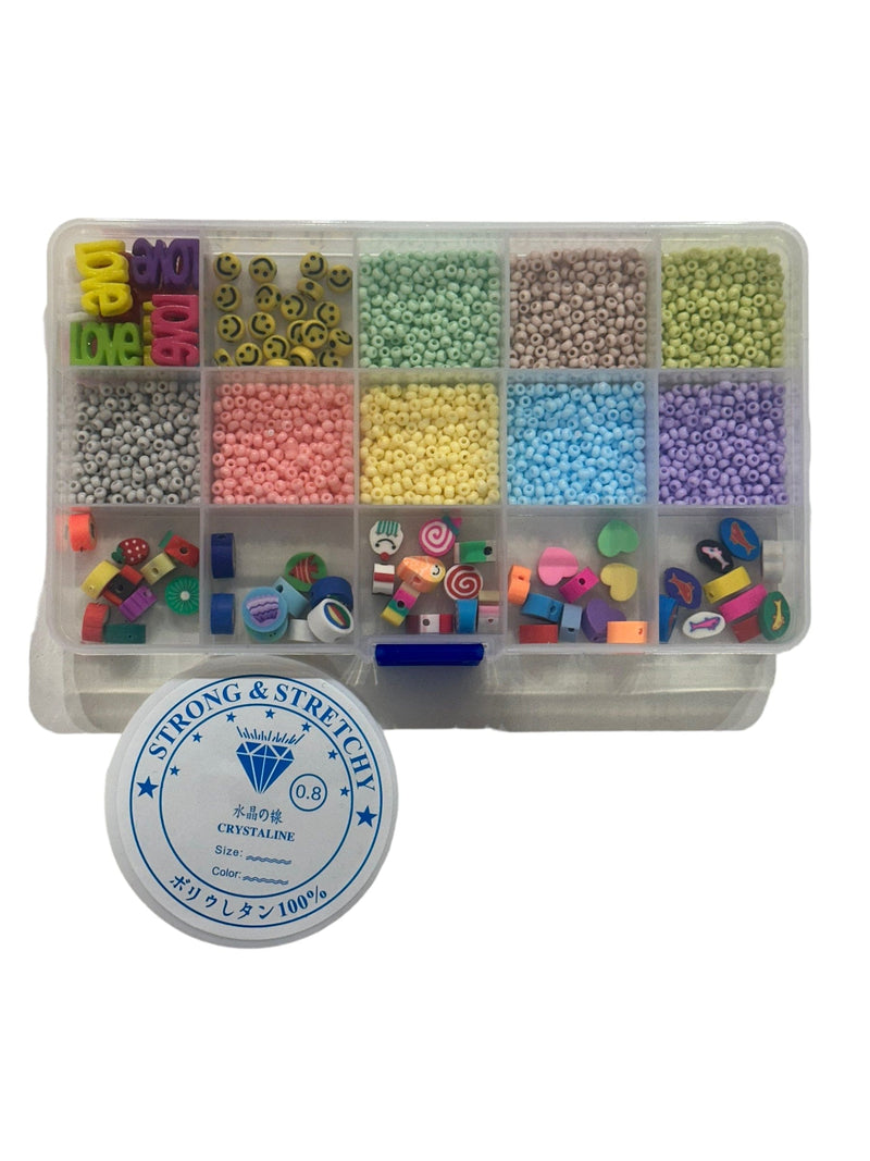 Bracelet Making Starter Set, 3mm Glass Beads and Spacer Charms Set