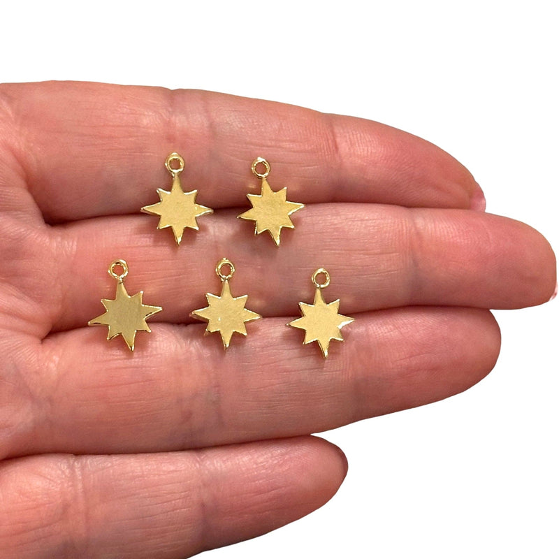 24Kt Shiny Gold Plated North Star Charms, Gold Star Charms,5 pcs in a pack