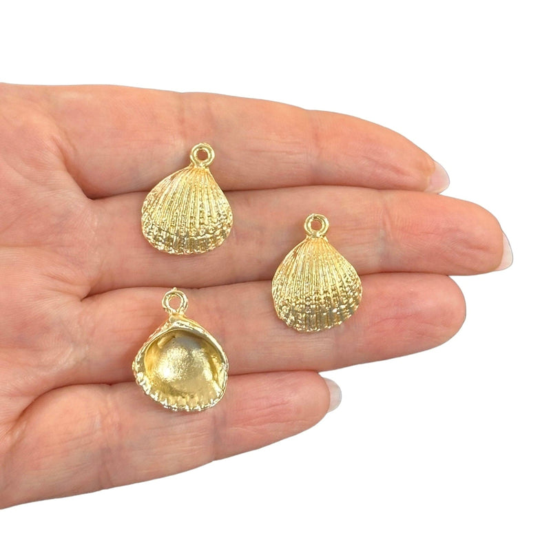 24Kt Gold Plated Oyster Charms, 3 pcs in a pack