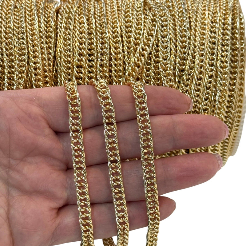 24Kt Gold Plated Double Curb Gold-Plated Chain – 7x5.5mm Open Links