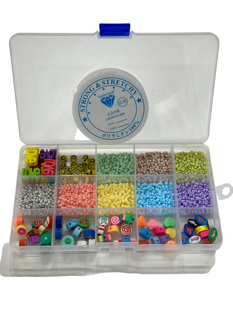 Bracelet Making Starter Set, 3mm Glass Beads and Spacer Charms Set