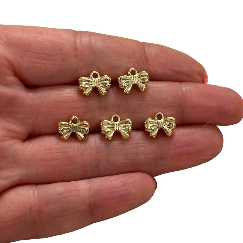 24Kt Gold Plated Bow Charms, 5 pcs in a pack