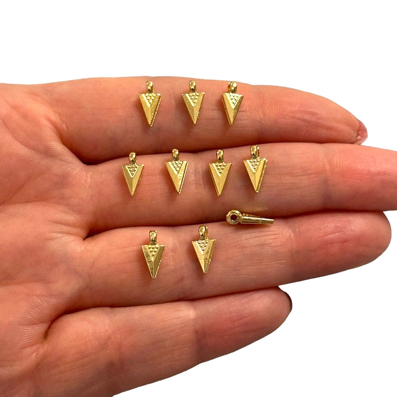 24Kt Matte Gold Plated Triangle Charms, 10 pcs in a pack