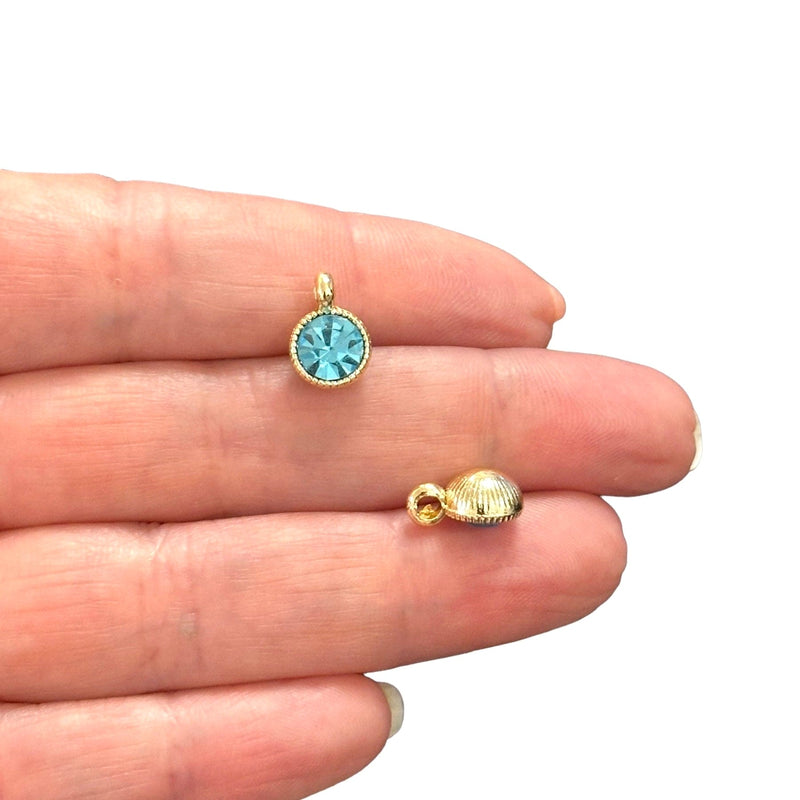 Birthstone 24Kt Gold Plated CZ Charms, Birthstone CZ Charms