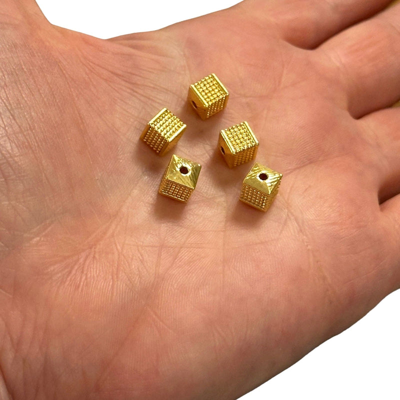 24Kt Gold Plated Cube Spacers, Gold Cube Spacers, 5 pcs in a pack