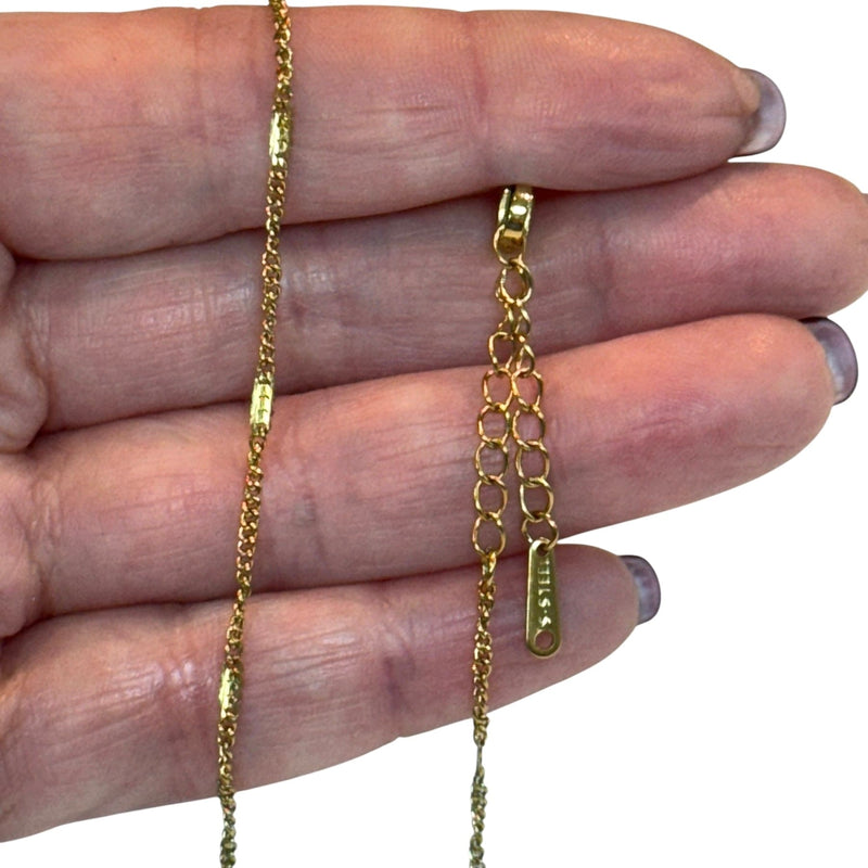 Stainless Steel 24Kt Gold Plated Curb Chain With Bars Necklace, Ready Gold Curb Chain Necklace