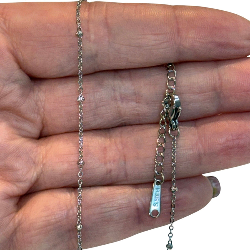 Stainless Steel Cable Chain With Balls Necklace, Ready Cable Chain Necklace