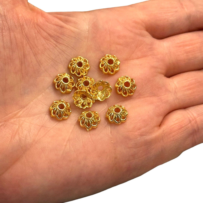 24Kt Gold Plated Bead Caps, Gold Bead caps, 10 pcs in a pack