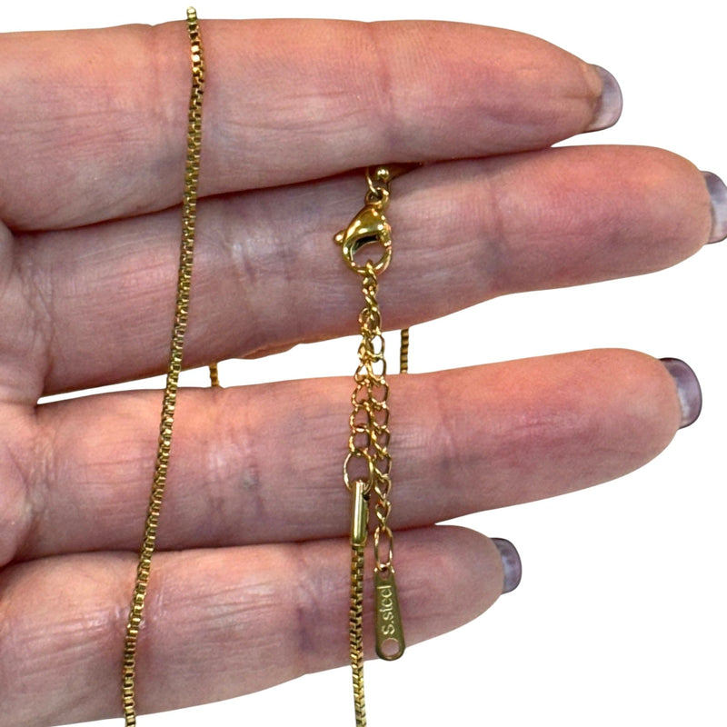 Stainless Steel 24Kt Gold Plated Box Chain Necklace, Ready Gold Box Chain Necklace