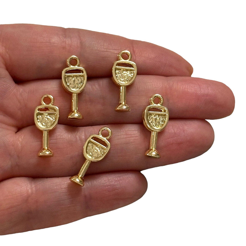 24Kt Gold Plated Wine Glass Charms, Gold Wine Lover Charms, 5 pcs in a pack