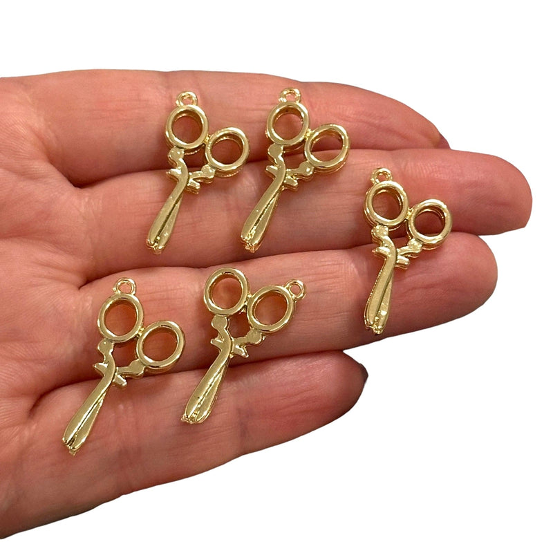 24Kt Gold Plated Scissor Charms, Gold Sewing Charms, 5 pcs in a pack