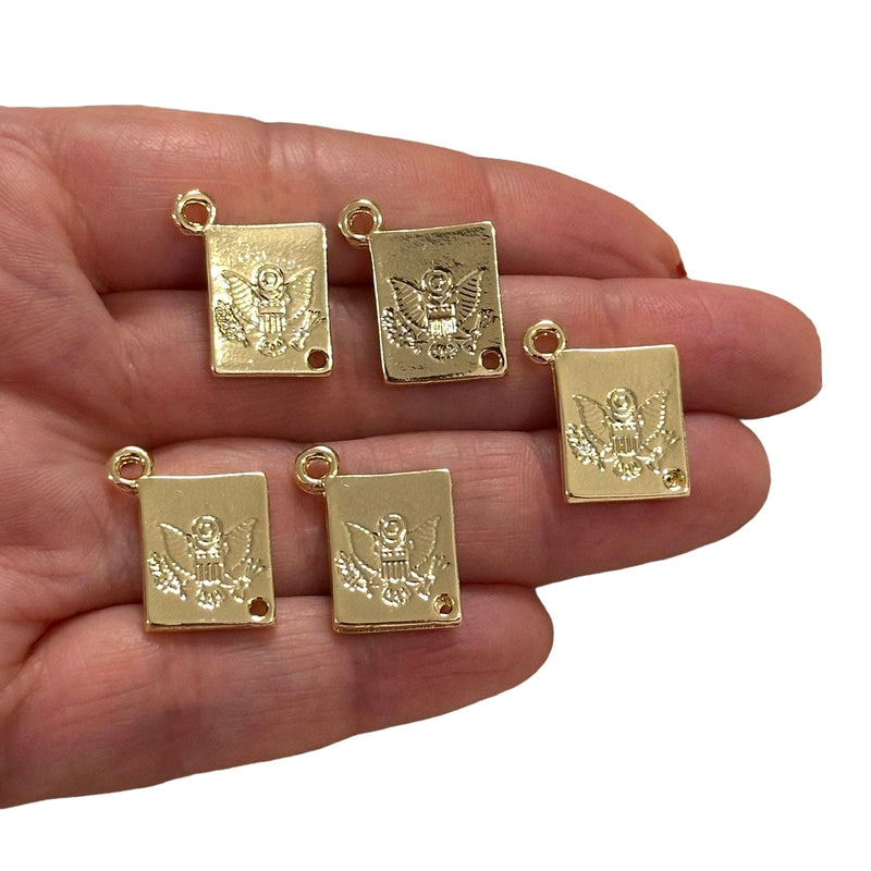 24Kt Gold Plated Passport Charms, Gold Travel Charms, 5 pcs in a pack