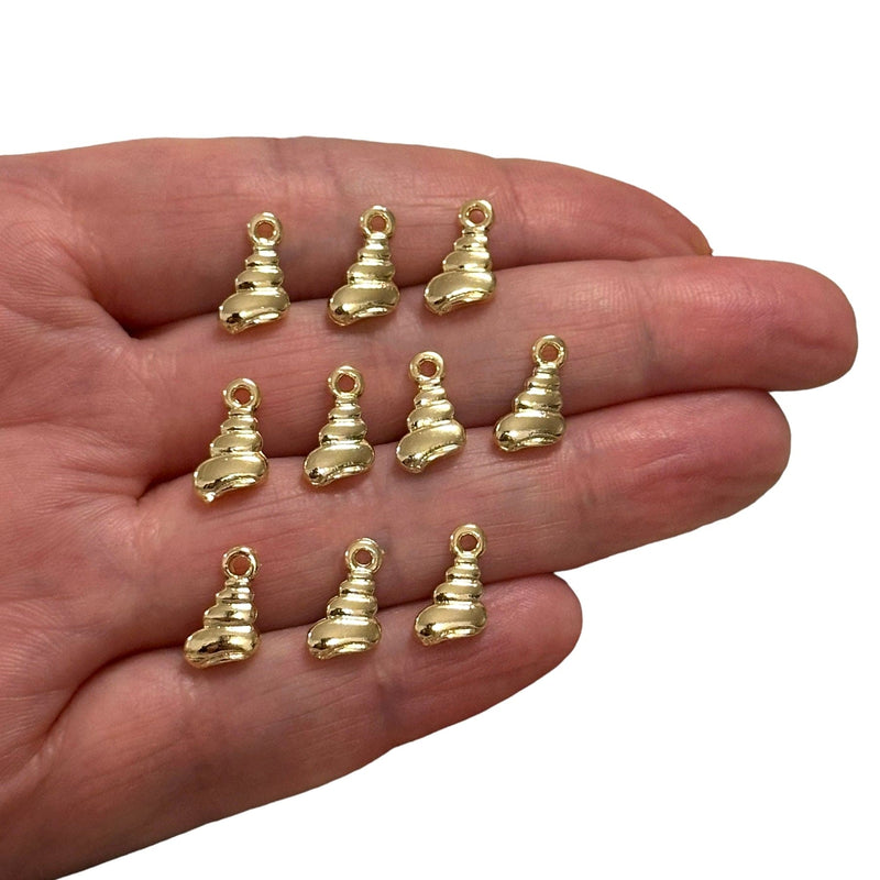 24Kt Gold Plated Shell Charms, Gold Under the Sea Charms, 10 pcs in a pack