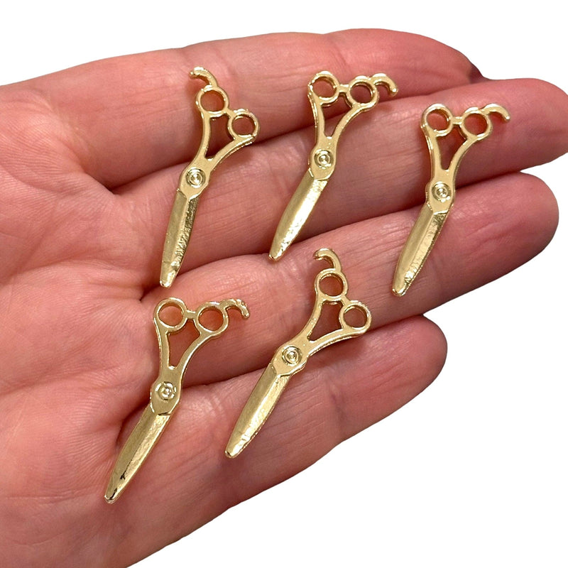 24Kt Gold Plated Scissor Charms, Gold Sewing Charms, 5 pcs in a pack