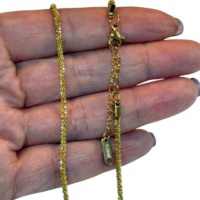 Stainless Steel 24Kt Gold Plated Rope Chain Necklace, Ready Gold Rope Chain Necklace