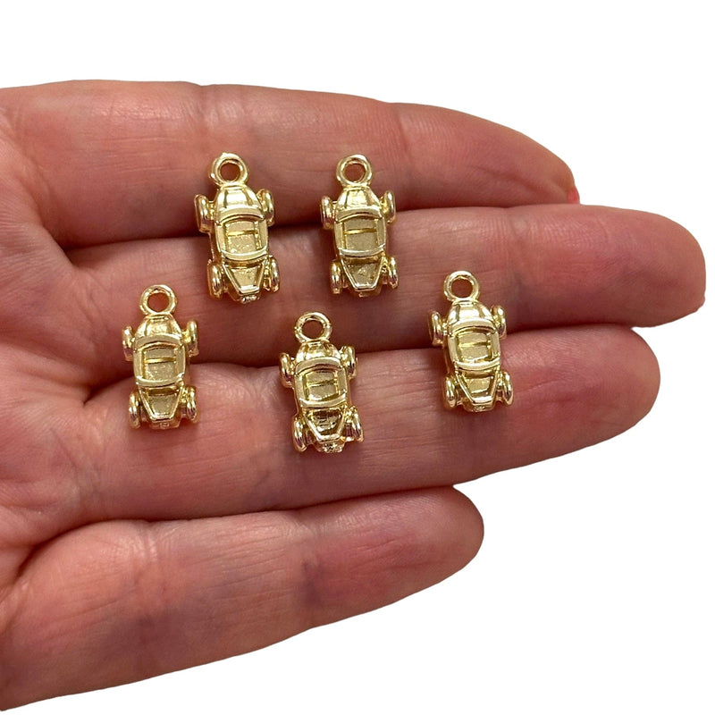 24Kt Gold Plated Sports Car Charms, Gold Travel Charms, 5 pcs in a pack
