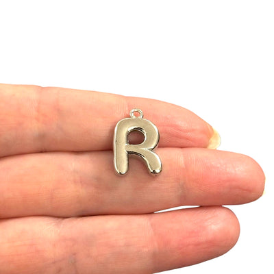 Rhodium Plated Balloon Letter Charm