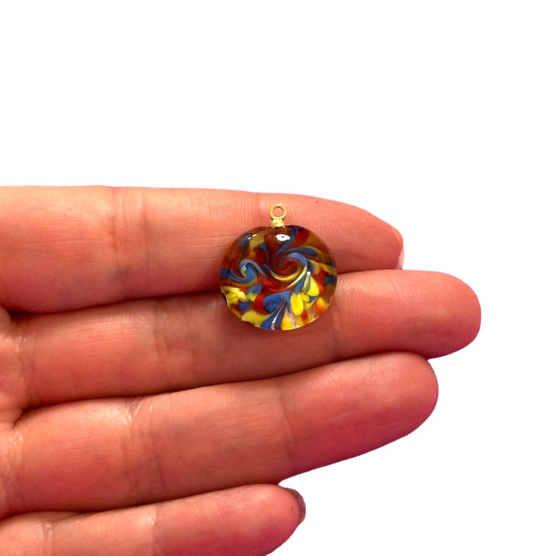 Hand Made Murano Glass Charm With 24Kt Gold Plated Pin