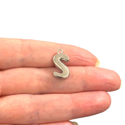 Rhodium Plated Balloon Letter Charm