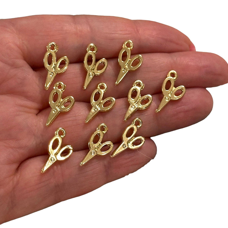 24Kt Gold Plated Scissor Charms, Gold Sewing Charms, 10 pcs in a pack