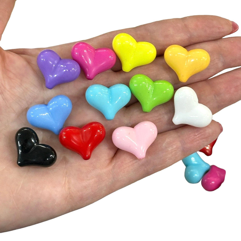 Large Acrylic Heart Charms, Vertical Hole Acrylic Hearts, Assorted 33 pcs in a pack