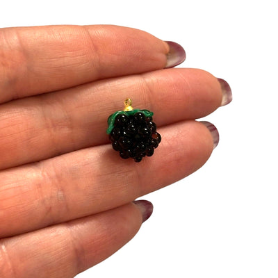 Hand Made Murano Glass Blackberry Charm With 24Kt Gold Plated Pin