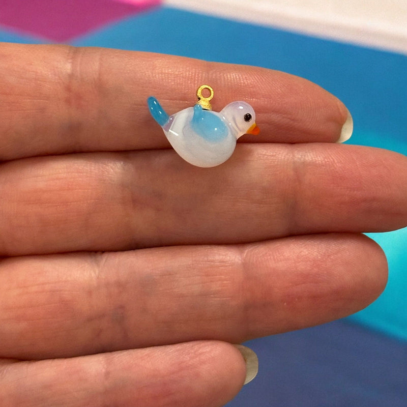 Hand Made Murano Glass Bird Charm With 24Kt Gold Plated Pin