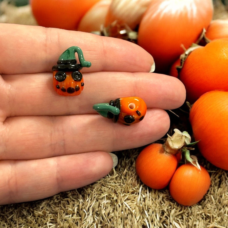 Halloween Pumpkin Hand Made Murano Glass Charm