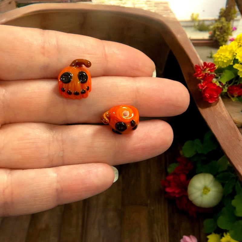 Halloween Pumpkin Hand Made Murano Glass Charm