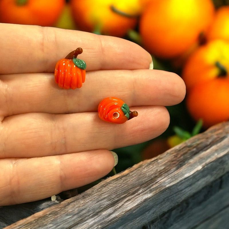 Halloween Pumpkin Hand Made Murano Glass Charm