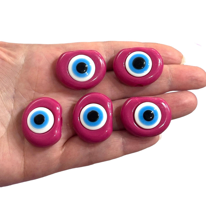 Large Hole Evil Eye Resin Beads, 29mm Beads, 6mm Hole, 5 Beads in a Pack