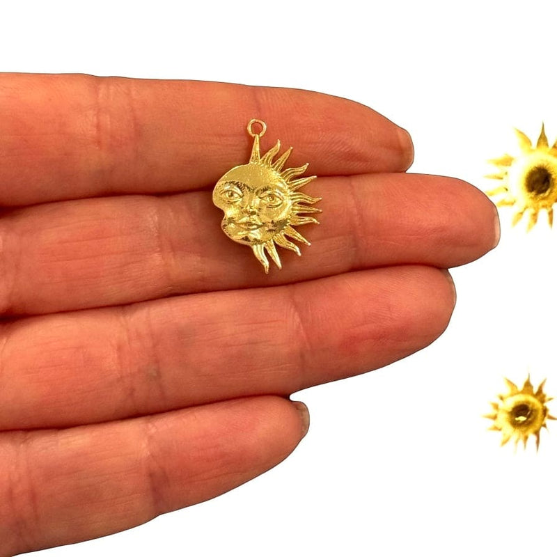 24Kt Gold Plated Sun Pendant – Celestial Boho Charm