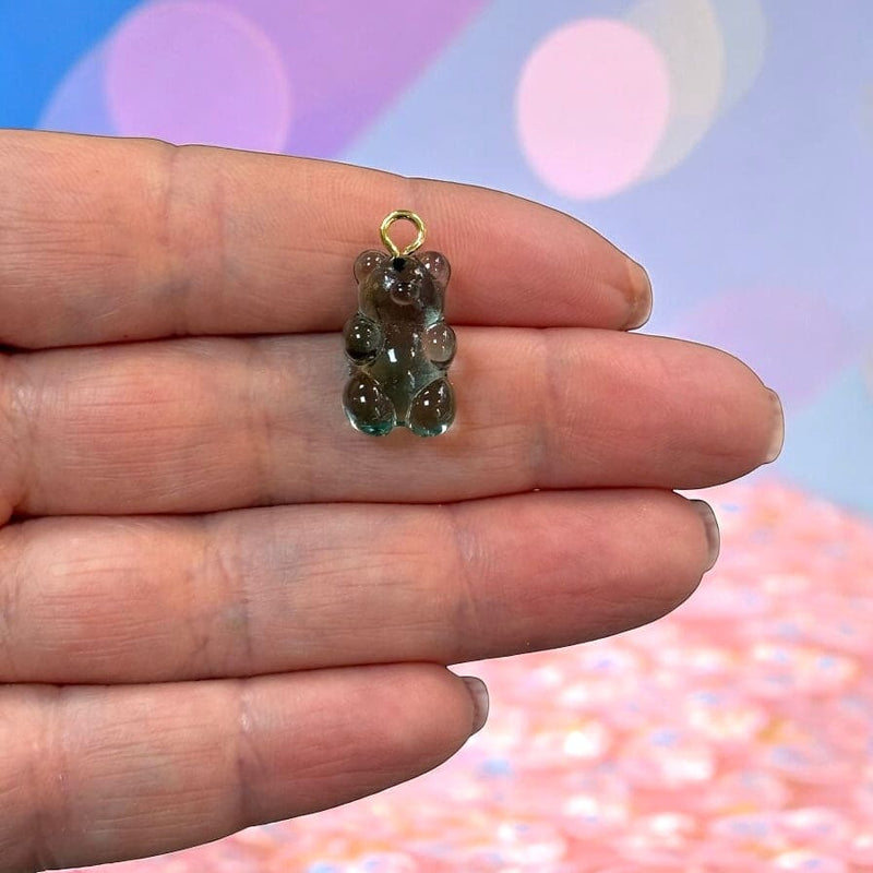 Hand Made Murano Glass Jelly Bear Charm, Murano Bear Pendant, Gummy Bear Earring Charm