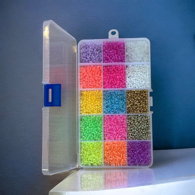 Miyuki 8/0 Luminous Seed Beads Set 15 Vibrant Colors in Organizer Box