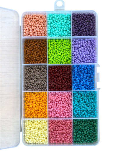 Miyuki 8/0 Duracoat Opaque Seed Beads Set 15 Colors in Organizer Box