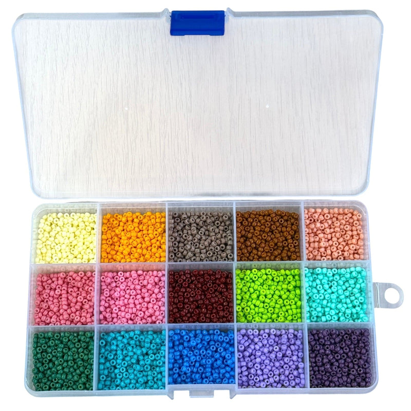 Miyuki 8/0 Duracoat Opaque Seed Beads Set 15 Colors in Organizer Box