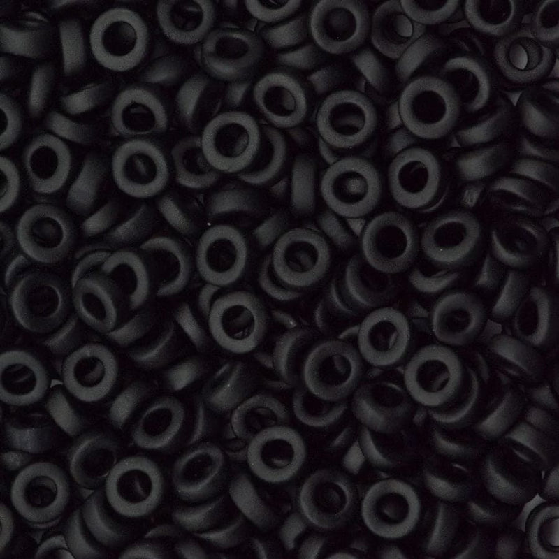 Miyuki Spacer Beads 3x1mm, Black Matted 0401F