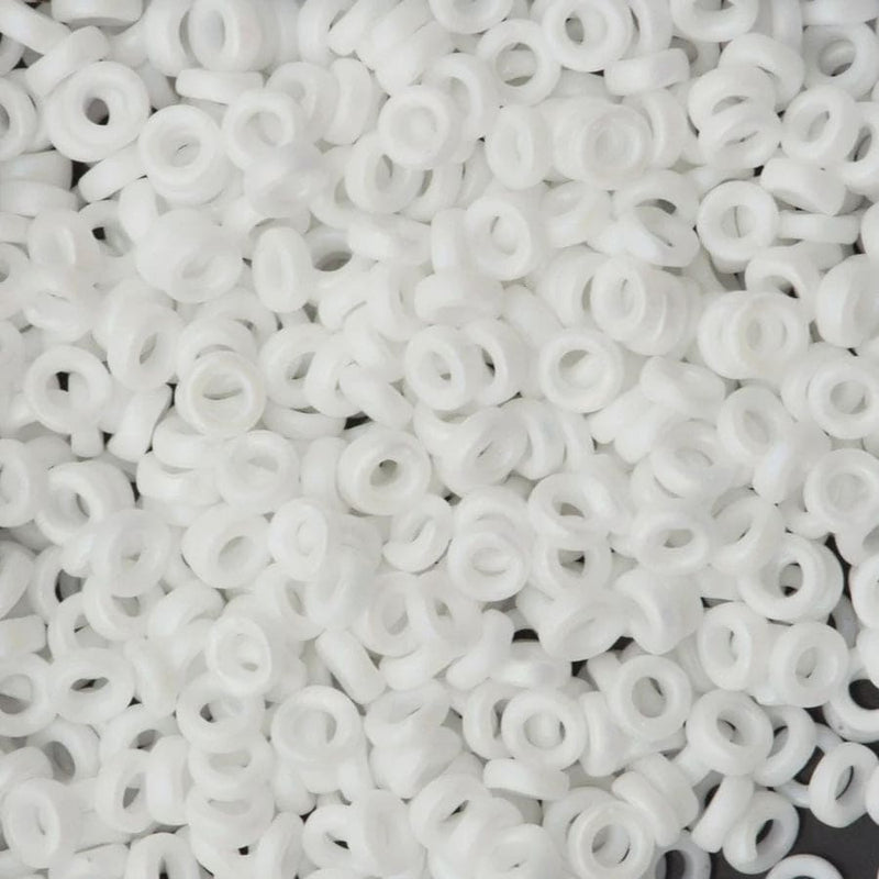 Miyuki Spacer Beads 2.2x1mm, Matted White AB 0402FR