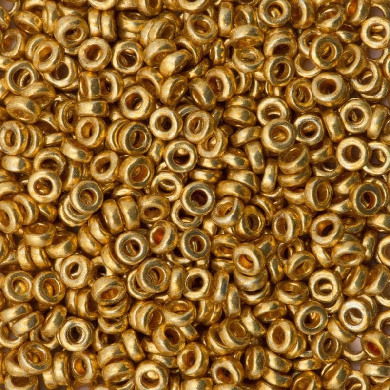 Miyuki Spacer Beads 2.2x1mm, Duracoat Galvanized Gold 4202