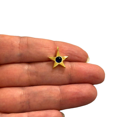 24Kt Gold Plated Star Charms With Birthstone, Gold Birthstone CZ Charms,