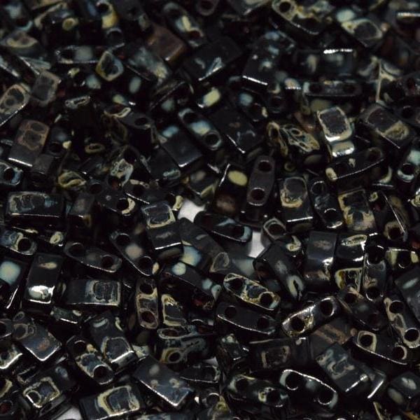 Miyuki Half Tila Beads HTL4511 Picasso Opaque Smoky Black,