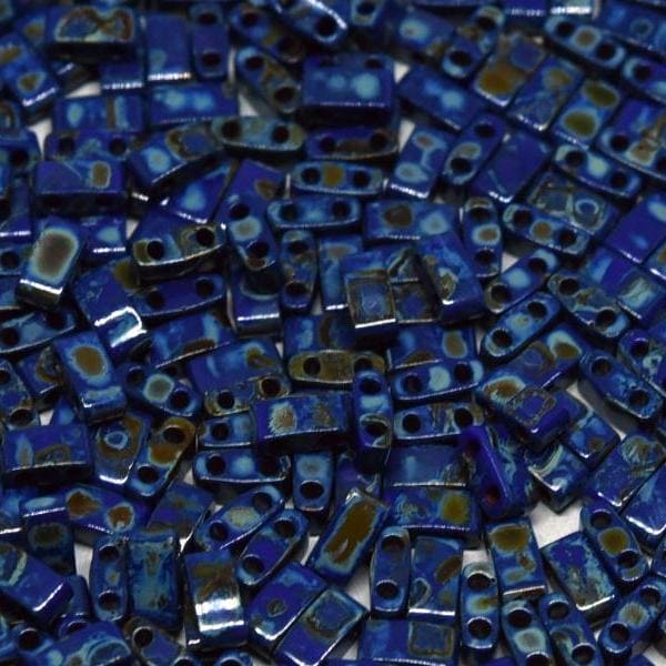 Miyuki Half Tila Beads HTL4518 Picasso Opaque Cobalt ,